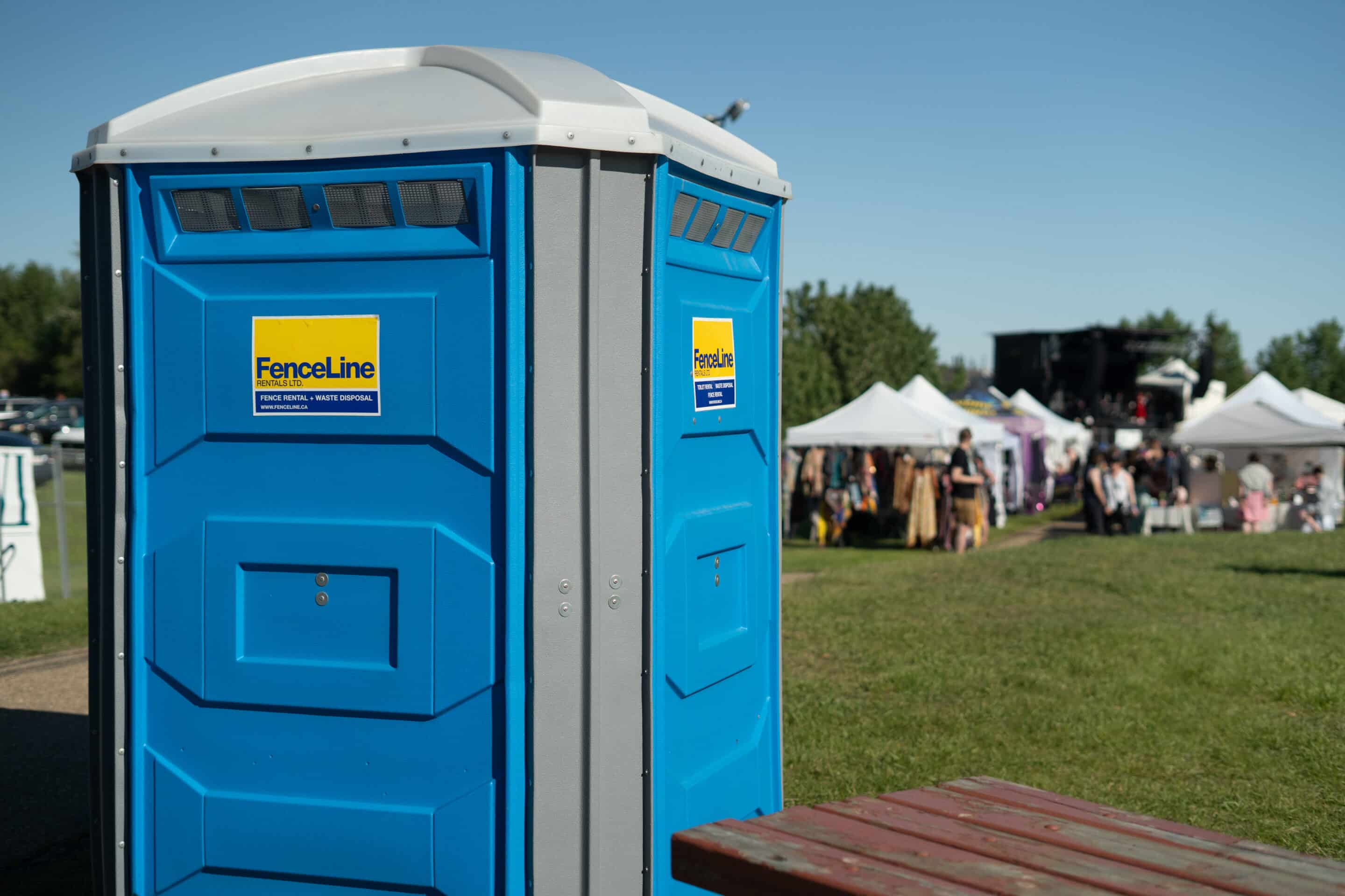 An outdoor portapotty at an event