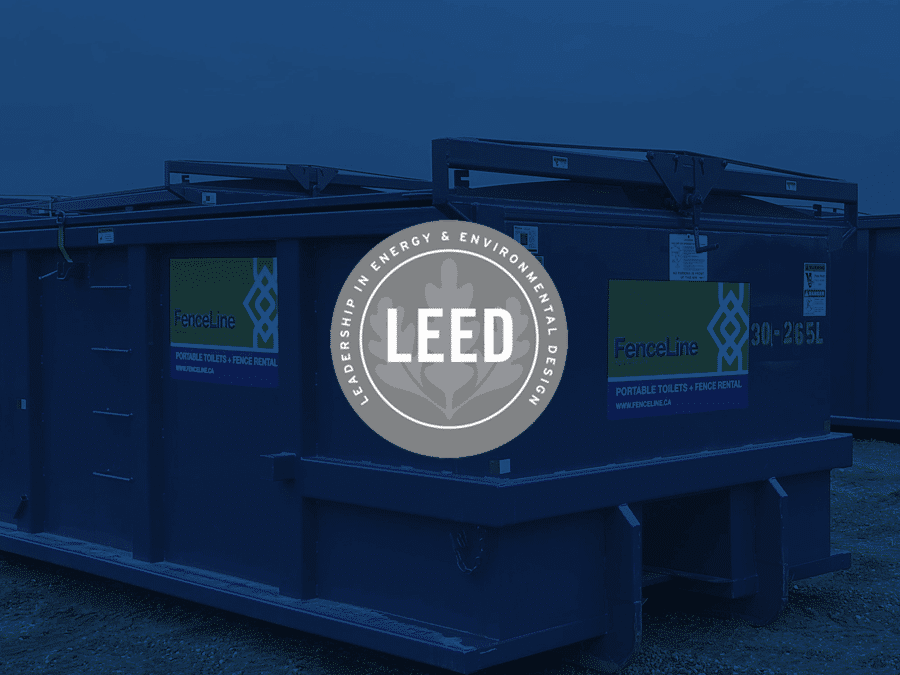 A large FenceLine waste bin to collect recycleing as part of a LEED program.
