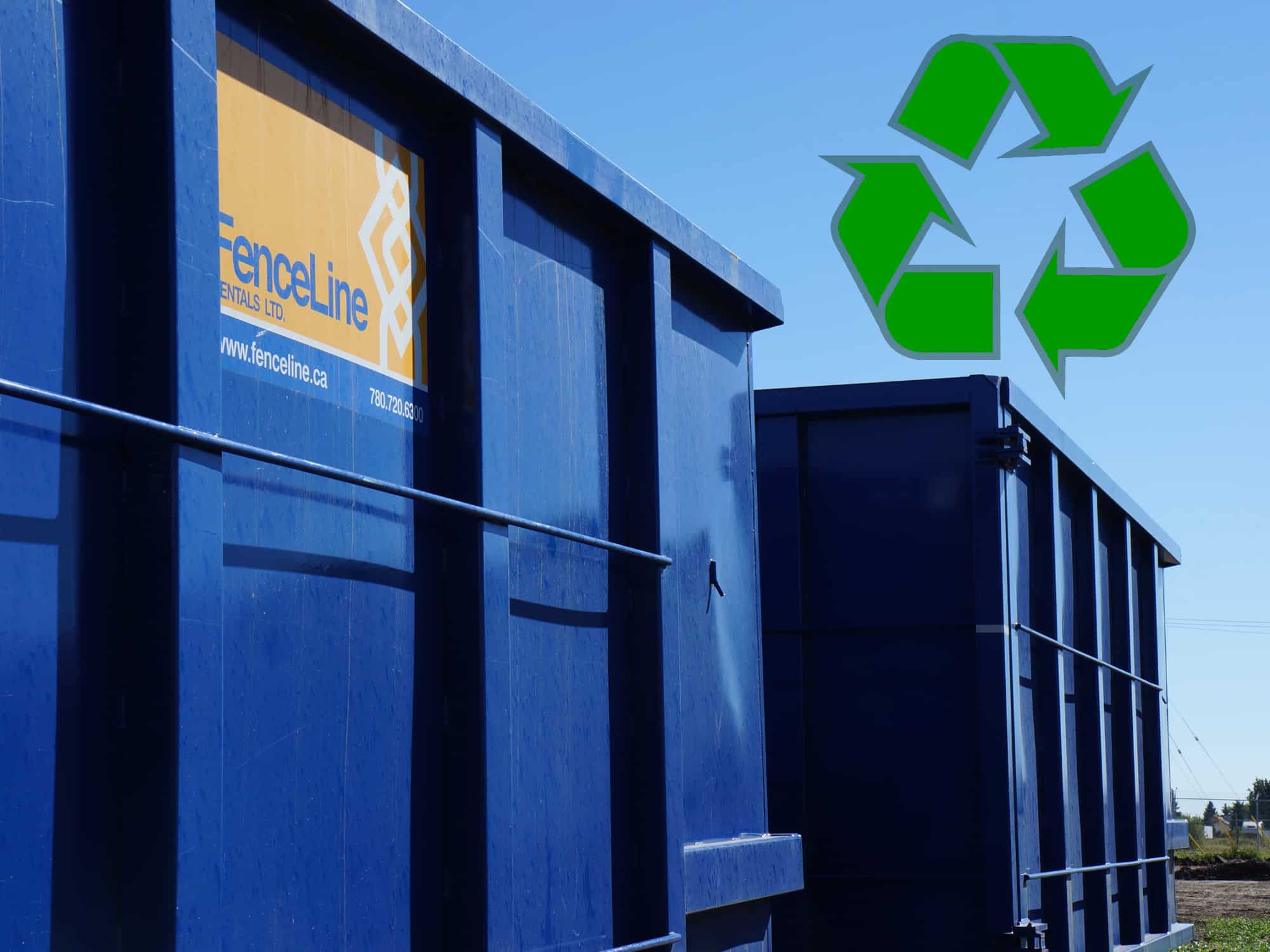 A FenceLine waste bin on a construction site in Alberta. Part of Leeds Recycle Program