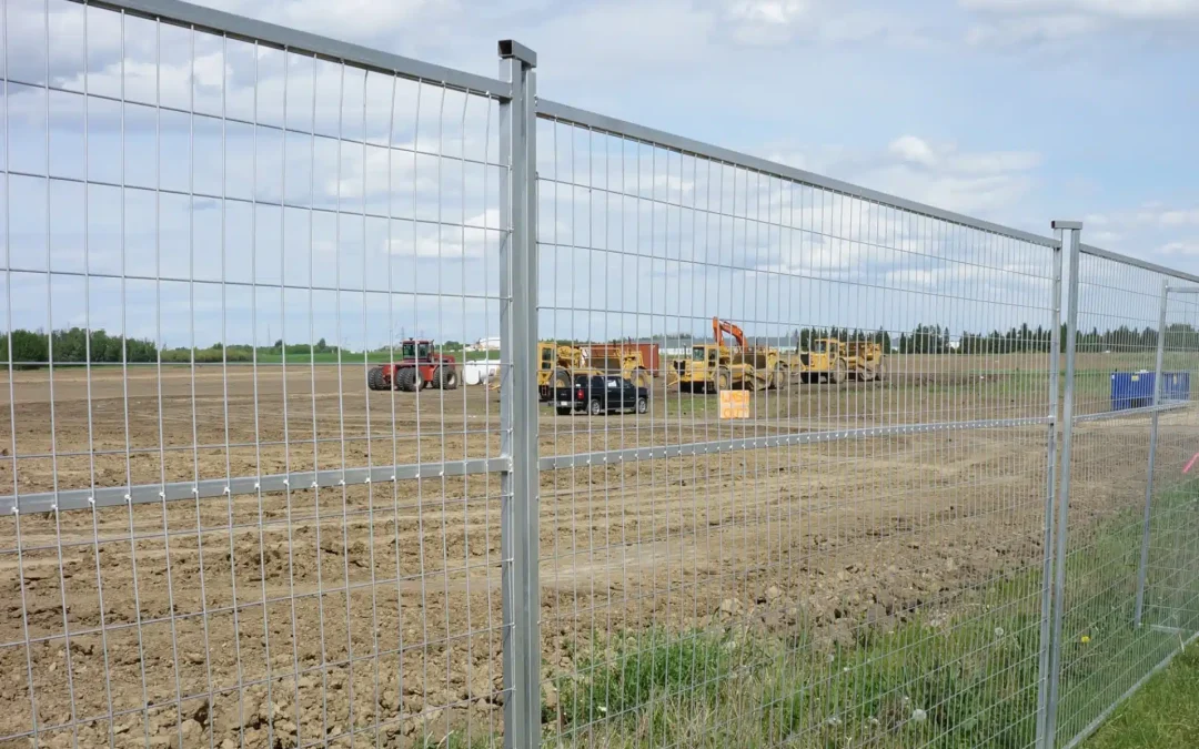 Temporary fencing helps a construction site in Alberta stay LEED compliant