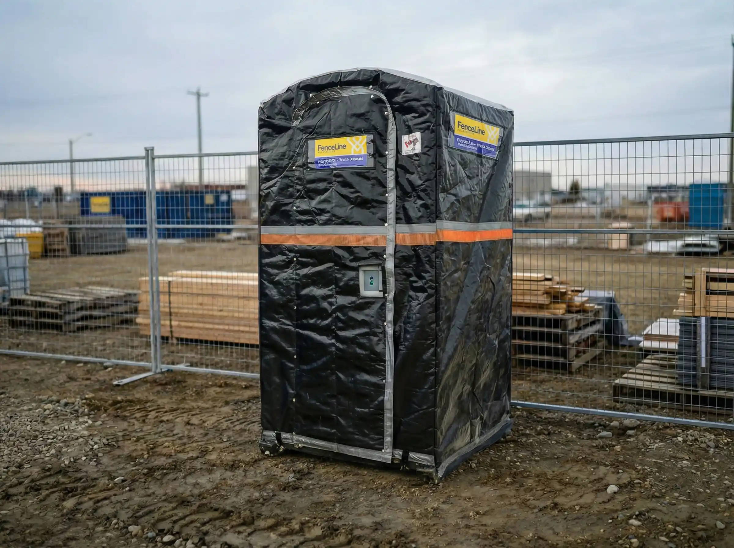 Jacketed heated toilet for winter construction and outdoor events