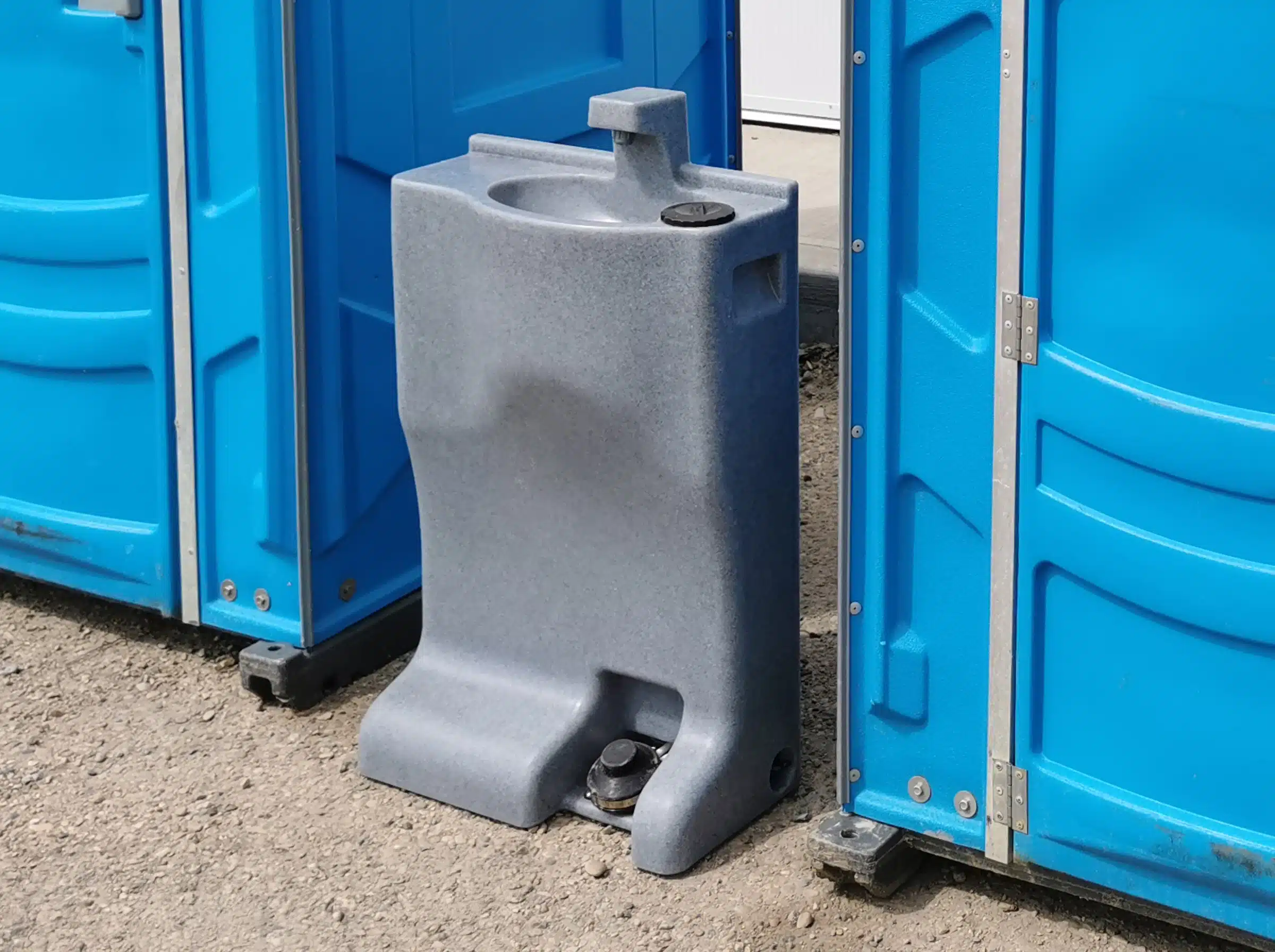Handwash Station between two portable toilets