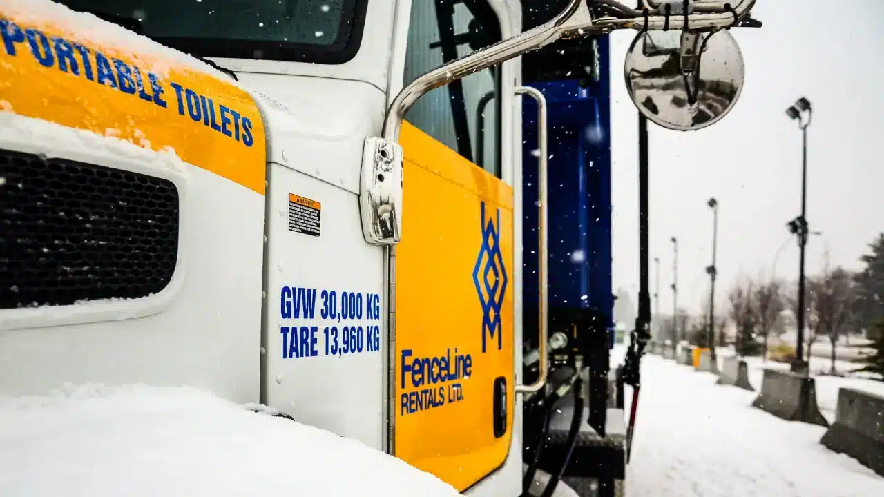 A FenceLine truck in the winter in Alberta.